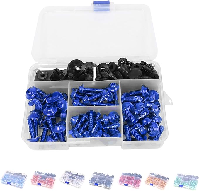 Motorcycle Fairing Bolt Kit Screws Fasteners Fixing Sportbike for Yamaha Honda Kawasaki Suzuki BMW, Mounting Kits Washers Nuts Screws Clips Assortment