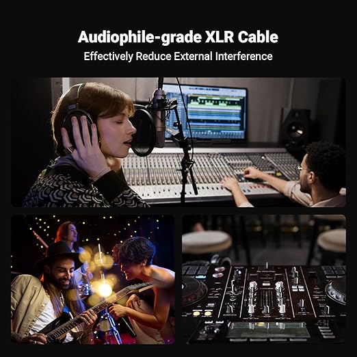 Fosi Audio XLR Cable 1ft, 2 Pack Cables Preamp to Power Amp, Durable Shielding for ZA3 ZD3 Amplifier DAC Preamp Microphone