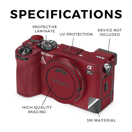 Camera Skin Compatible with Sony Alpha 7CR Camera (2023) - Solid Burgundy - Premium 3M Vinyl Protective Wrap Decal Cover - Easy to Apply | Crafted in The USA by MightySkins