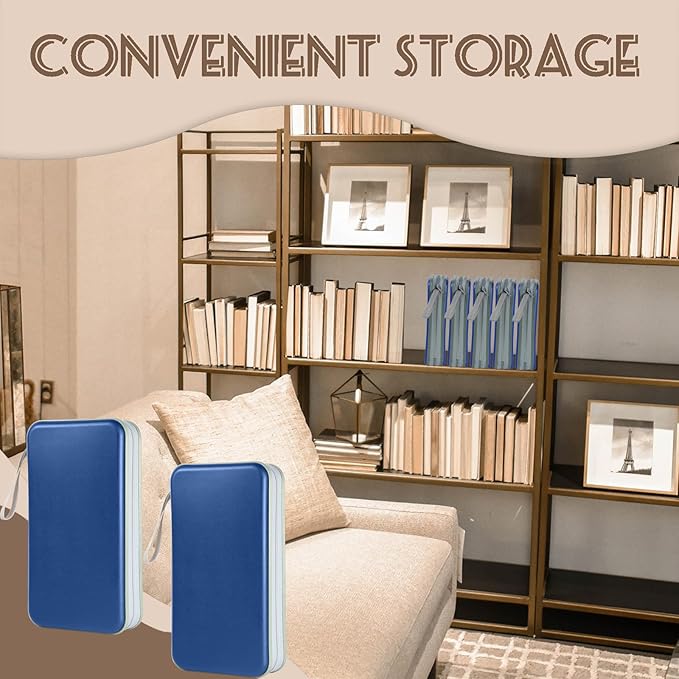 YILAG CD Case DVD Storage 2 Pack,100 Capacity DVD Cases Holder CD Storage Case Holders Plastic CD DVD Disc Case Storage Wallet Binder for Car Home Office Travel (Blue)