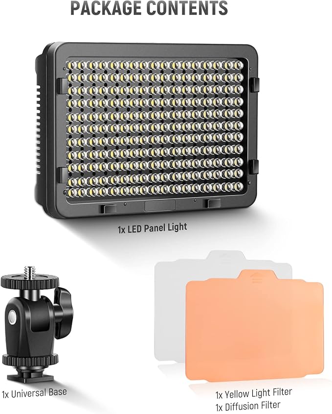 Neewer on Camera Video Light Photo Dimmable 176 LED Panel with 1/4" Thread for Canon, Nikon, Sony and Other DSLR Cameras, 5600K (Battery Not Included)