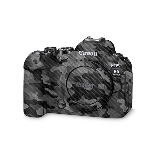 Carbon Fiber Camera Skin Compatible with Canon EOS R6 Mark II Camera (2022) - Black Camo - Premium 3M Vinyl Protective Wrap Decal Cover - Easy to Apply | Crafted in The USA by MightySkins