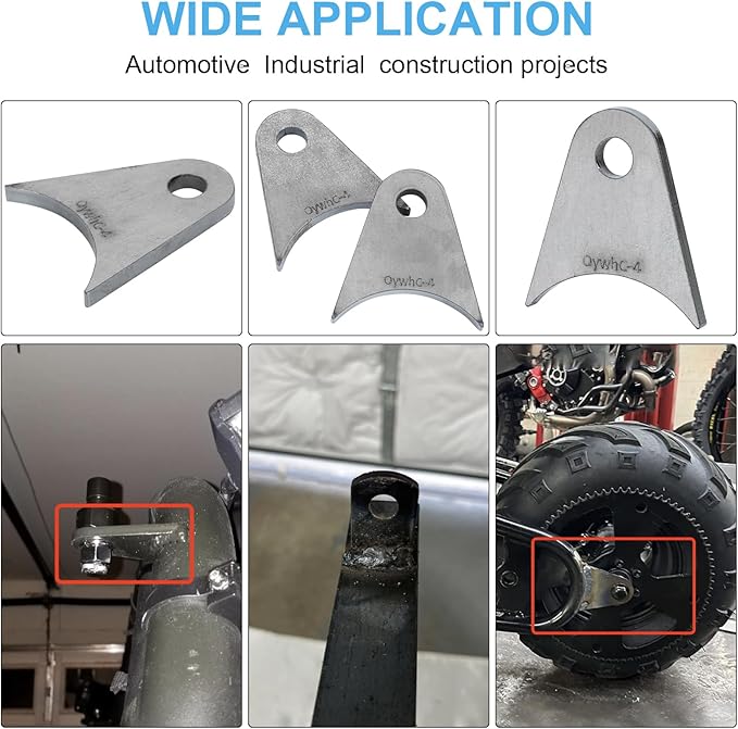Weld on Tabs, Steel shock mounts, Universal Weld on Tabs Axle Mount with a 1/2" Hole. 2-11/16" Height, 2-4/9" Wide, 1/4" Thick Pack Of 4 Tabs Steel Mounting Bracket OywhC-4