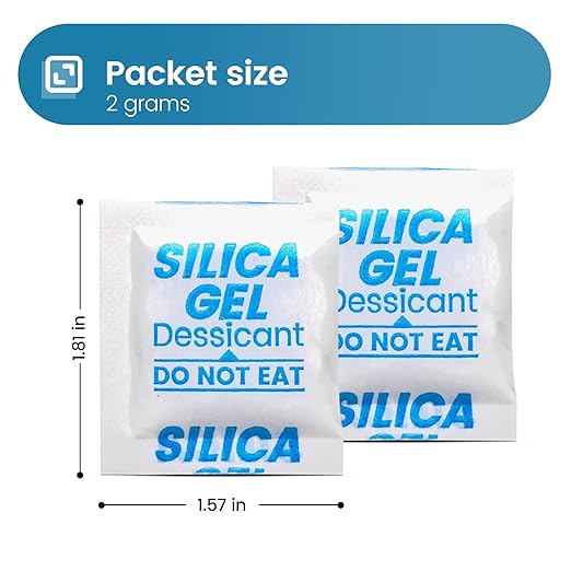 200PCS 2g Silica Gel Packets, Moisture Absorbers Desiccant Packs for Storage, Clothes, Shoes, Electronics, 3D Printer Filament, Jewelry, Spices, Safes, Tools