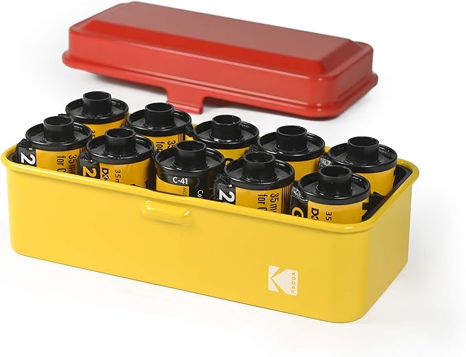 KODAK 120/135 Film Case - for 8 Rolls of 120 Films / 10 Rolls of 35mm Films - Retro Steel Case to Sort & Safeguard Film (Film is not Included) (Red)