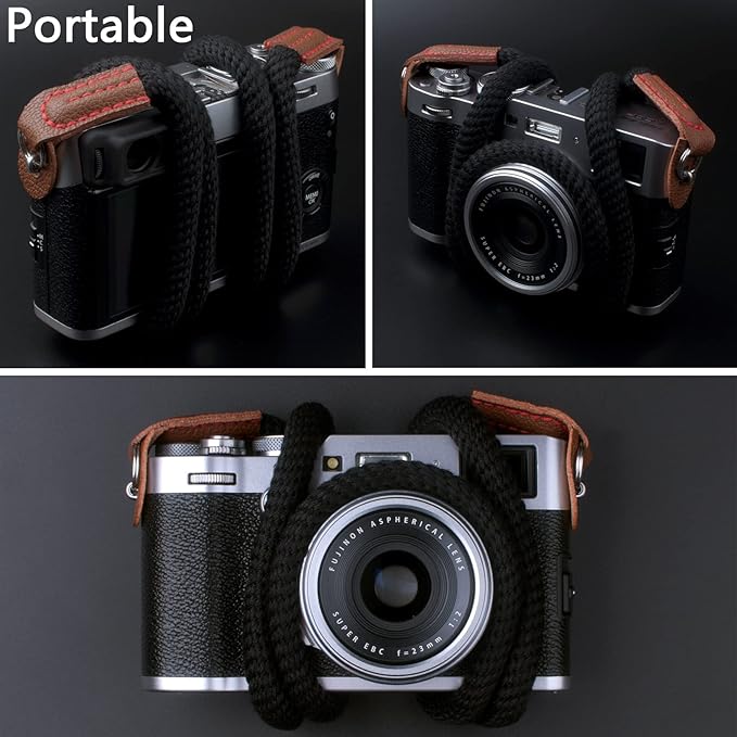 Camera Strap for Man Woman Photographer Soft Rope Neck Shoulder Strap for DSLR SLR Mirrorless Camera with Round Hole Interface 120cm Black