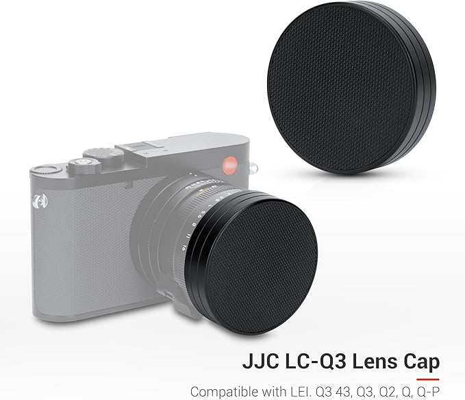 JJC Metal Lens Cap for Leica Q3 Q3 43 Q2 Q Q-P Digital Cameras, Anti-Scratches & Dustproof Lens Protector with Soft Fabric Interior & PU Leather Surface