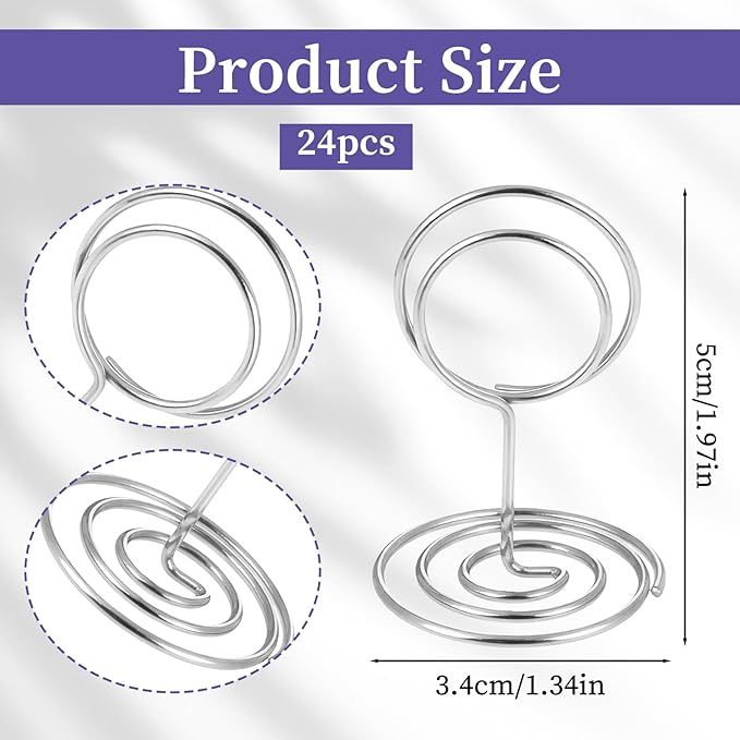 Ptwola 24 Pcs Tall Table Sign Stands Table Number Holder Place Card Holders Simple Picture Photo Name Menu Clips for Weddings Birthday Christmas Halloween Party Office Memo Notes Reception Restaurants
