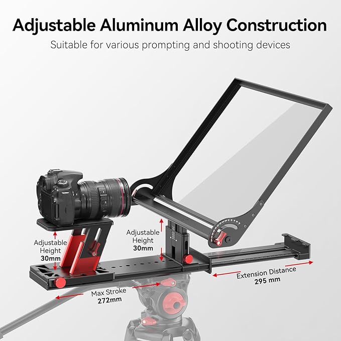 Desview P17 Portable Teleprompter for Camera Video Recording, Foldable Auto-Scrolling Prompter with Wireless Remote Sunshade & Tripod Mount Compatible with iPhone Android Tablet