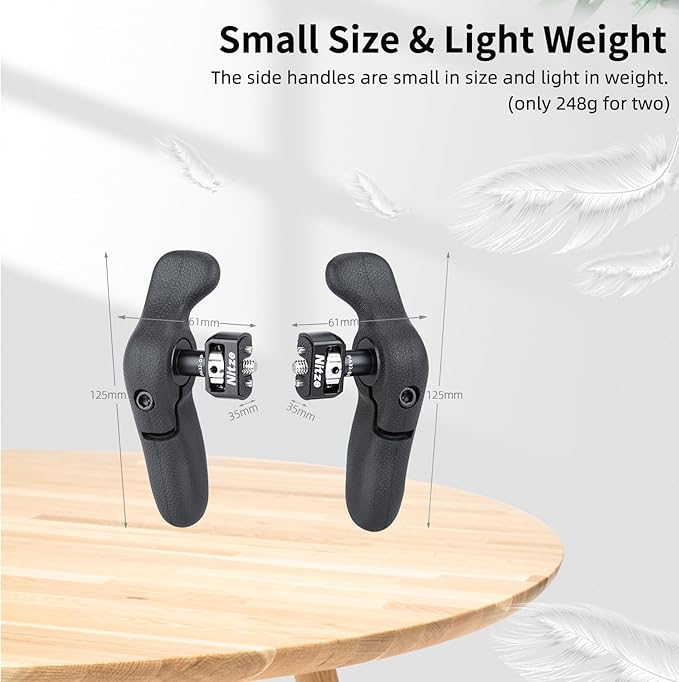Nitze Side Handle Kit with 1/4" Screw and Retractable Locating Pins, 360° Adjustable Left and Right Side Handles for Smartphone/iPad/Monitor/Camera Cages - PA32D