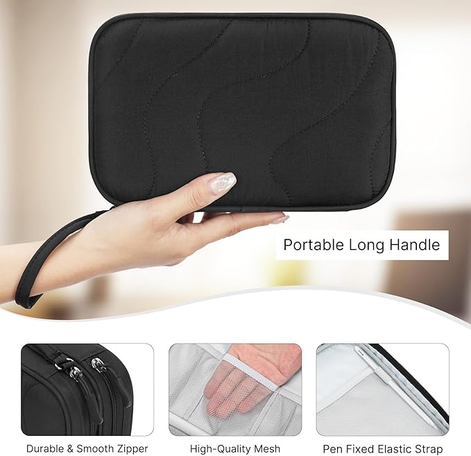 Skycase Tech Pouch - Lightweight Electronics Organizer Travel Case, Double Layers Cable Organizer, All-in-One Storage Bag for Charger, Cord, Phone, Flash Drive, Accessories
