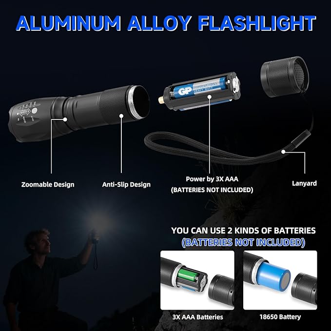 8 Pack Small Flashlight Powerful, 5 Modes Bright LED Flashlights High Lumens, Mini Flashlights for Home, Flash light for Emergency, Adjustable Pocket Tactical Flashlight Camping, Outdoor Torch Lights