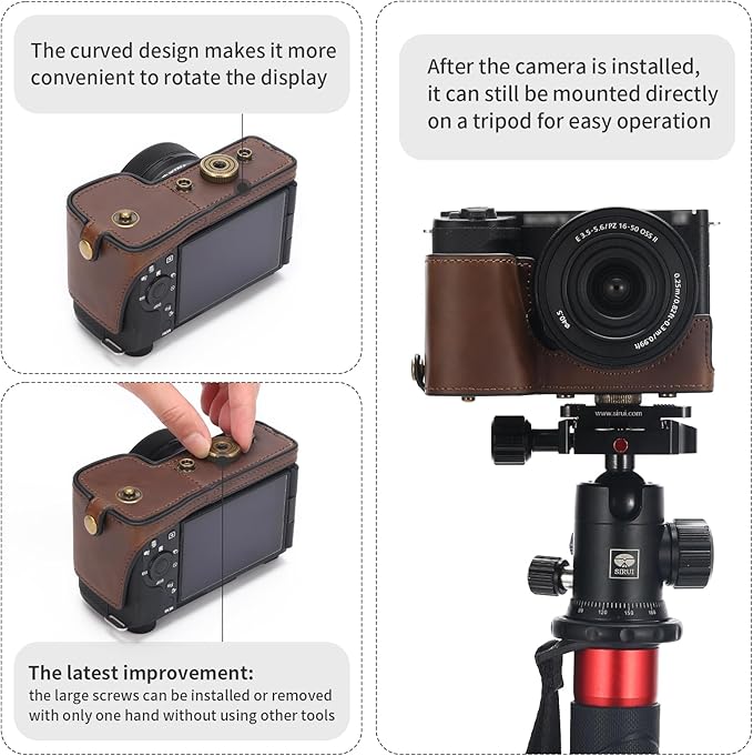 Hargedis for Sony ZV-E10 II case Premium PU Full Body Leather Camera Case Bag for Sony ZV-E10 II Fit 16-50mm Lens with Camera Shoulder Strap