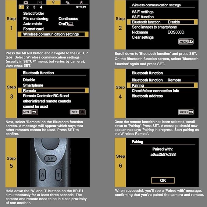 PHOLSY BR-E1 Bluetooth Camera Wireless Remote Control Compatible with Canon R7, R10, R3, R5, R6ii, R8, 90D, 200D, 200DII, 250D, 6DII, 77D, 800D, 850D, M6ii, M50, M50-II, M200, G5X-II, G7X-III, SX70HS