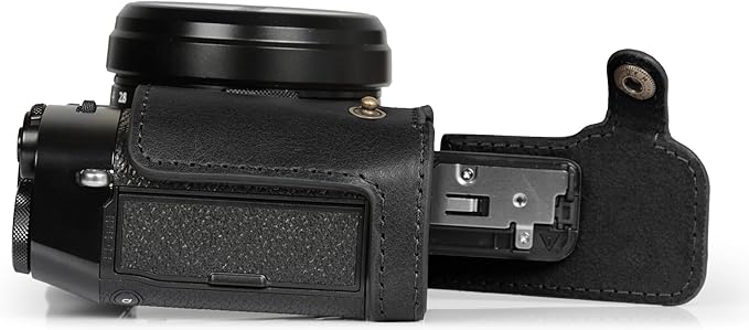 MegaGear Ever Ready Genuine Leather Half Camera Case Compatible with Fujifilm X100VI - Black