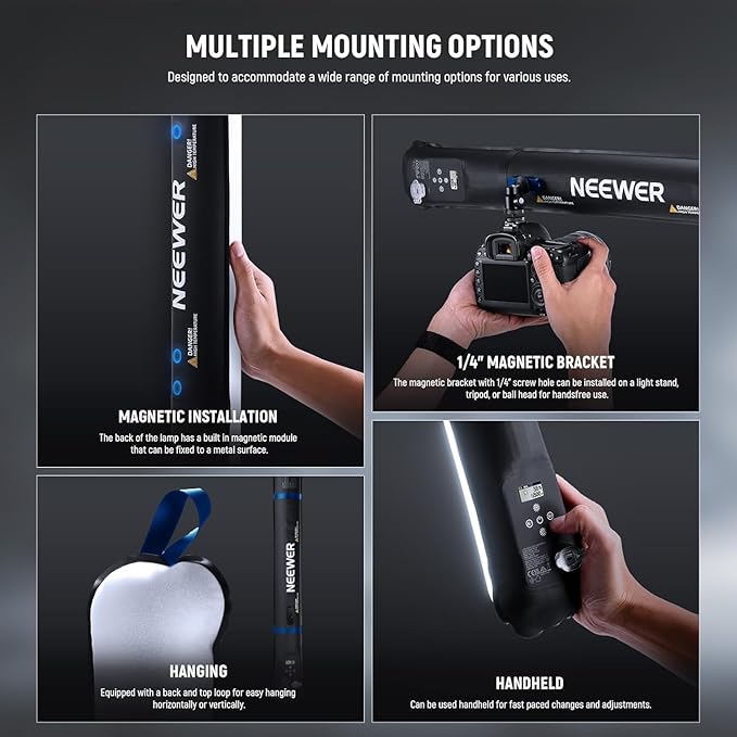 NEEWER Basics 21W Handheld LED Fill Light, 35.5" Bi Color Portable Inflatable TPU Video Lighting with Inflator 2700-6500K 1300Lux 12 Scenes CRI95 2500mAh for Studio Photography Video Recording, GC21B