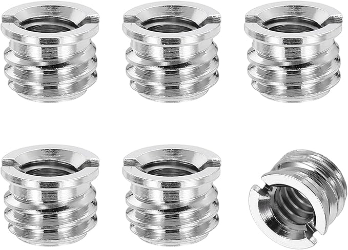 PATIKIL 6pcs 1/4" Female to 3/8" Male Thread Reducing Adapters Tripod Mount Screw Carbon Steel Adapter for Tripod Monopod of Camera, Silver