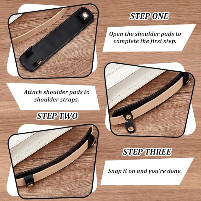 Beebeecraft 2 Sets Shoulder Strap PU Leather Black Replacement Detachable Imitation Leather with Alloy Button Protector Cover Bag Shoulder Handle Wrap Straps for Tote Bags Purse Women DIY Making