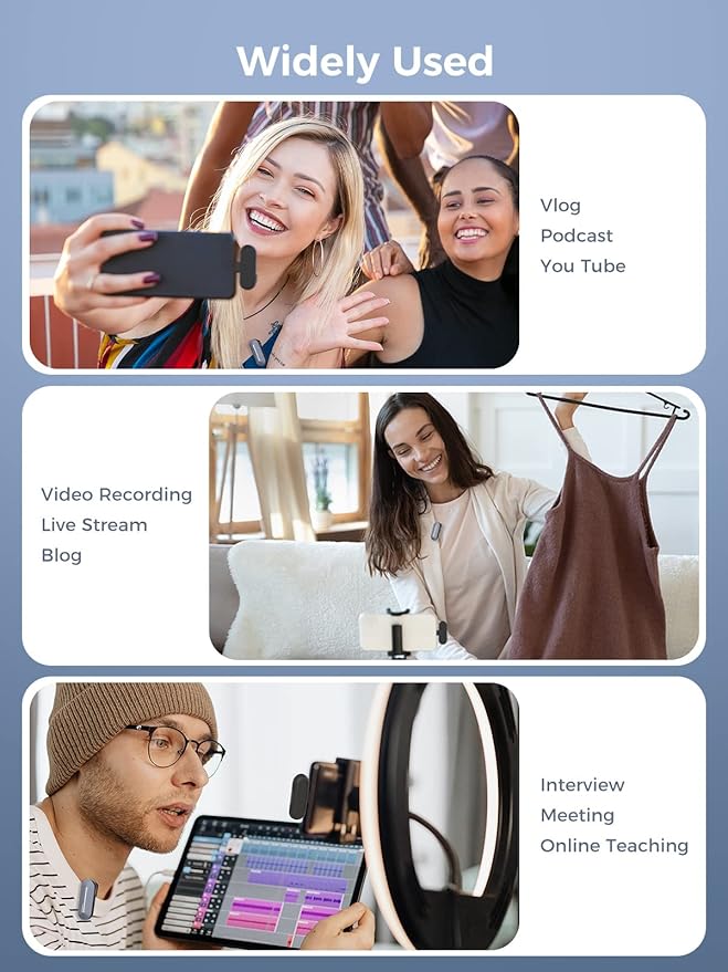 SYNCO P2L Wireless Lavalier Microphone for iPhone, Dual Mic Noise Reduction, Charging Case, Plug Play, 2.4GHz, 45mins Shooting Time