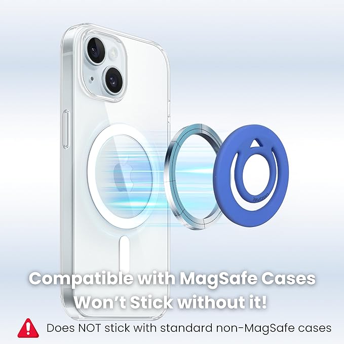 Dual-Sided Magnetic Silicone Phone Grip for iPhone Pro Max and for MagSafe-Compatible Phone Cases (Black)