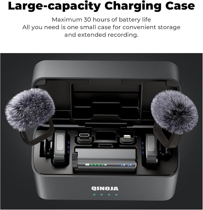 Wireless lavalier Microphone for iPhone/Cameras/Computers - AI Noise Cancellation, with Charging Dock, mini Magnetic Wireless Microphone, Perfect for vlogging and Live Streaming