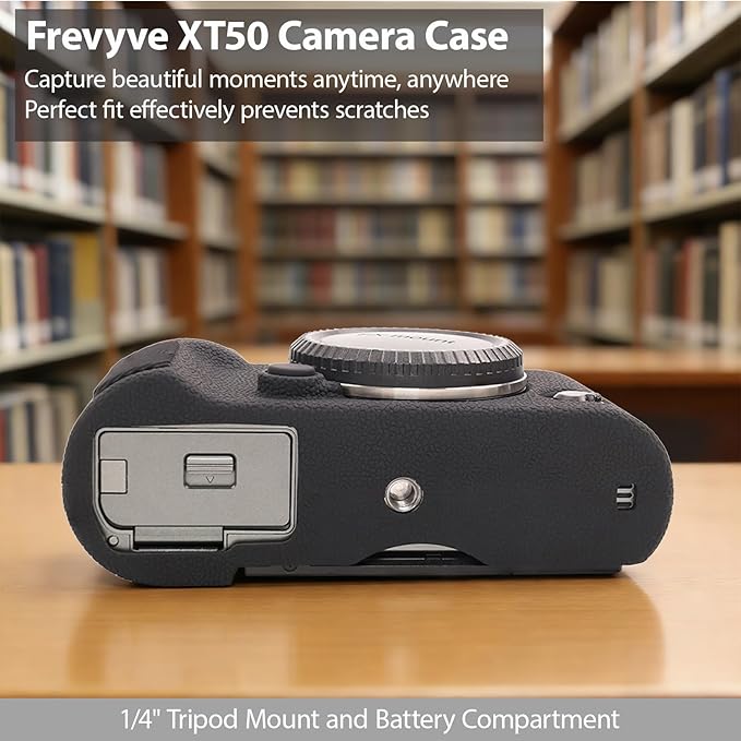 Frevyve Case for Fujifilm X-T50 Body Camera, Skin, Anti-Scratch, Lightweight Sleeve, Fuji XT50 Soft Silicone Rubber Protective Case Cover for Fujifilm XT50 Camera Accessories (Black)