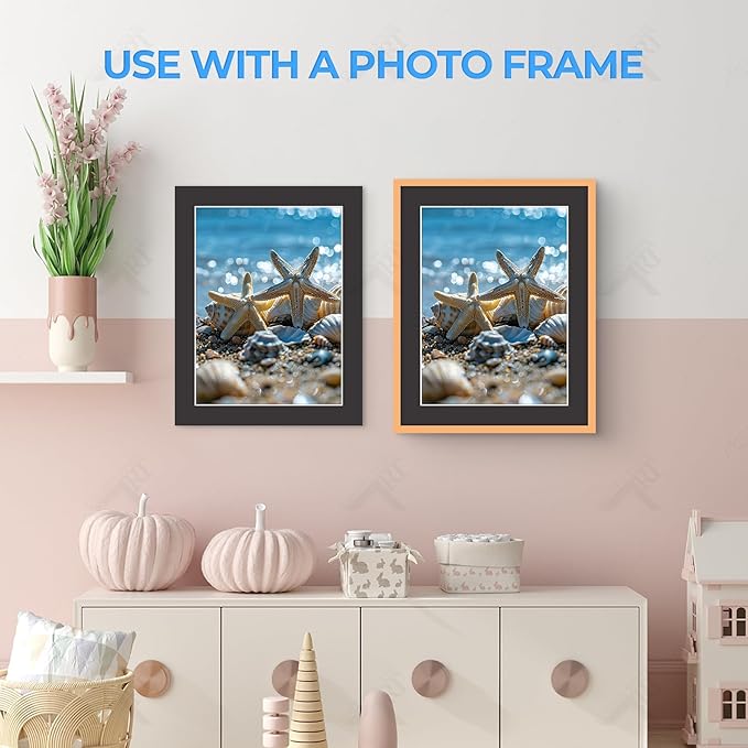 Golden State Art, Acid Free, Pack of 5, 11x14 Black Picture Mats Mattes with White Core Bevel Cut for 9x12 Photo + Backing + Bags