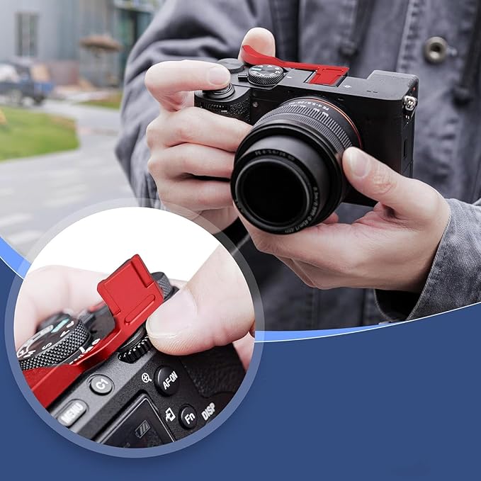 Bewinner Thumb Up Grip for A7CR & A7CRII, Aluminum Alloy Hot Shoe Cover & Camera Hand Grip Rest - Ergonomic Design for OneHanded, Enhanced Comfort & Secure Hold (Red)