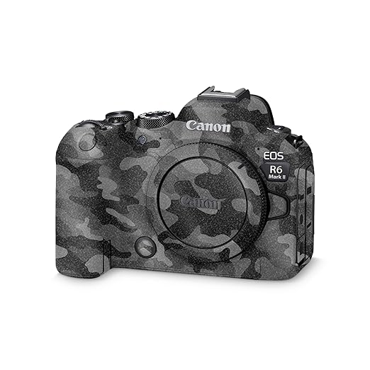 Glossy Glitter Camera Skin Compatible with Canon EOS R6 Mark II Camera (2022) - Black Camo - Premium 3M Vinyl Protective Wrap Decal Cover - Easy to Apply | Crafted in The USA by MightySkins