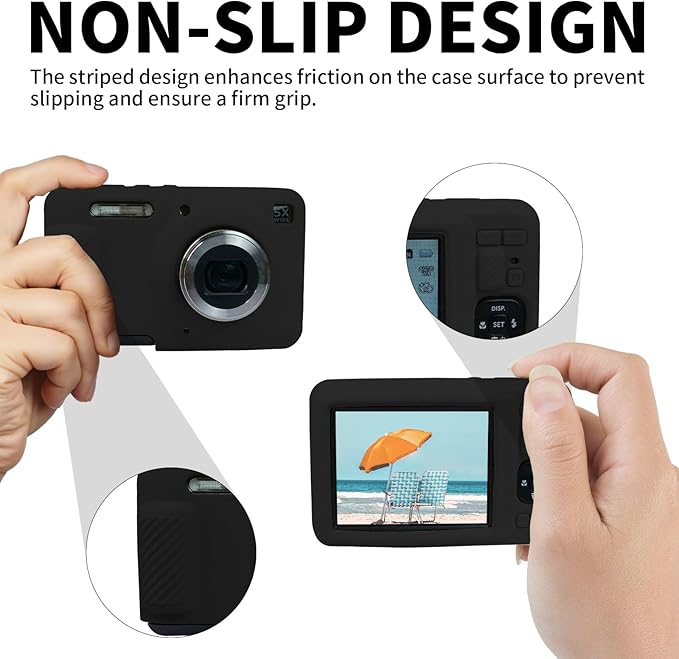 Easy Hood Camera Case for Kodak PIXPRO FZ55, Soft Silicone Cover Anti-Scratch Slim Fit FZ55 DSLR Camera Sleeve Body Skin Travel Protective Case, Black