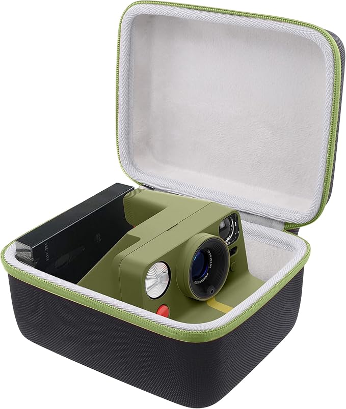 khanka Hard Carrying Case for Polaroid Now 3rd Gen I-Type,Now+ 3rd,Now 2nd,Now+ 2nd Gen,Flip,Originals Now I-Type,Originals Now+,I-2,OneStep+,OneStep 2 Instant Film Camera(Green Zipper)