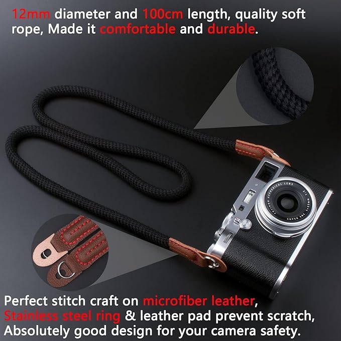Camera Strap,Soft Rope Camera Neck Strap, Shoulder Strap for DSLR SLR Mirrorless Camera with Round Hole Interface 100cm
