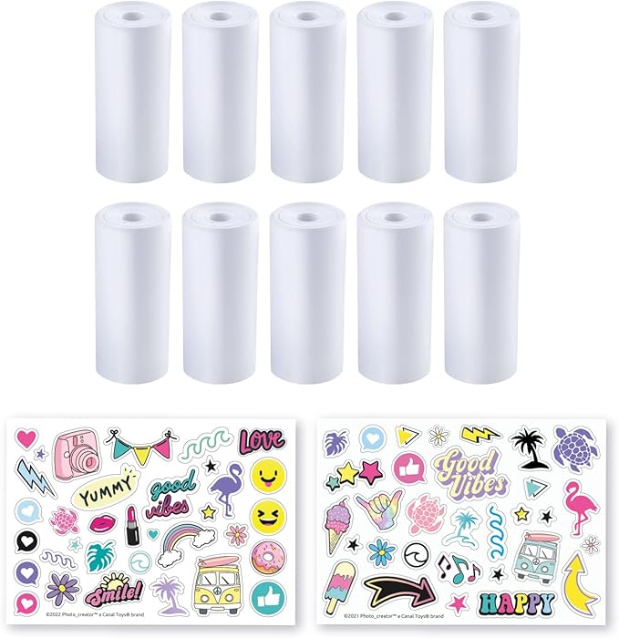 Canal Toys Photo_Creator Instant Print Camera Refill set- includes 10 rolls of white thermal paper and 2 sticker sheets