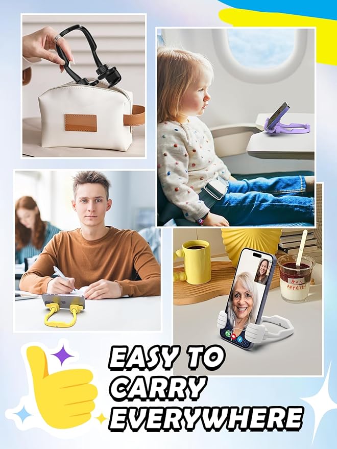 Stocking Stuffers for Men Women Teens Kids Gifts for Men Christmas: Thumbs Up Lazy Phone Stand Holder Funny Gadgets Teenage Boys Girls Dad Father Mother Mom (Black+Purple+White+Yellow, 4)