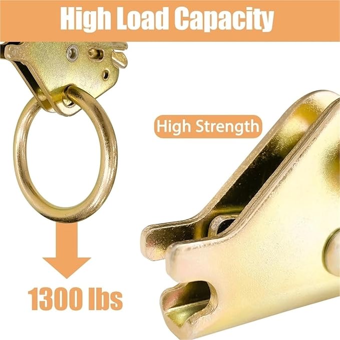 Cargo Steel E-Ring Tie Down Hooks 4PCS E-Track O-Ring Anchors - Steel Tie-Down (Enclosed Flatbed Trailers) for E-Track Rail/Single System