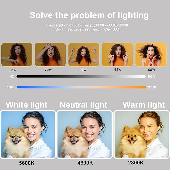 55W18 45cm Ring Light Kit [New Version] 6700K Dimmable LEDRinglightTripod Stand Dual Phone Holder for iPhone Selfie Makeup LashTattoo Studio Lighting Painting,Photo Video Recording (Brown)