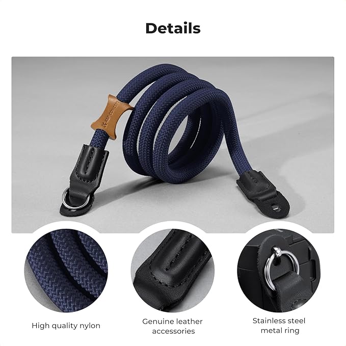K&F CONCEPT Camera Neck Strap,100cm Nylon Rope Camera Shoulder Strap with O-ring for DSLR Camera