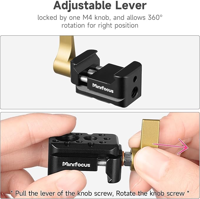 MINIFOCUS NATO Clamp, NATO Rail Lock Clamps Quick Release with 1/4" 3/8" ARRI Thread, Standard NATO Clamp for Camera Cage Friction Arm Ballhead Cold Shoe Monitor Mount