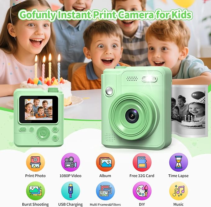 Kids Camera Gifts for Girls Boys - Christmas Birthday Xmas Gift for Girl Boy Age 3 4 5 6 7 8 9 10 11 12 Year Old - Instant Print Digital Toys Ages 3-5 6-8 8-12 Years Olds - Toddler Learning Kid Toy