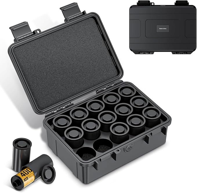 JJC Sturdy Secure 35mm Film Case Canister Holder with 15 Rolls Film Canister,IP67 Waterproof 35mm Film Container for 15 Rolls135 Film