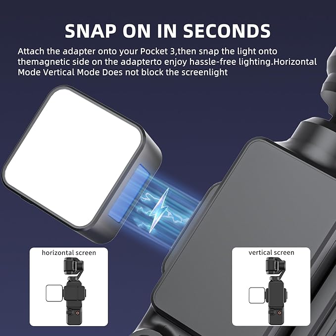 Magnetic Selfie Light for DJI Osmo Pocket 3 Light Creator Combo, Rechargeable Mini LED Video Fill Light, 3 Color Modes/Brightness Adjustable for Pocket 3 Selfie Vlog Recording, Makeup, TikTok (1 Set)
