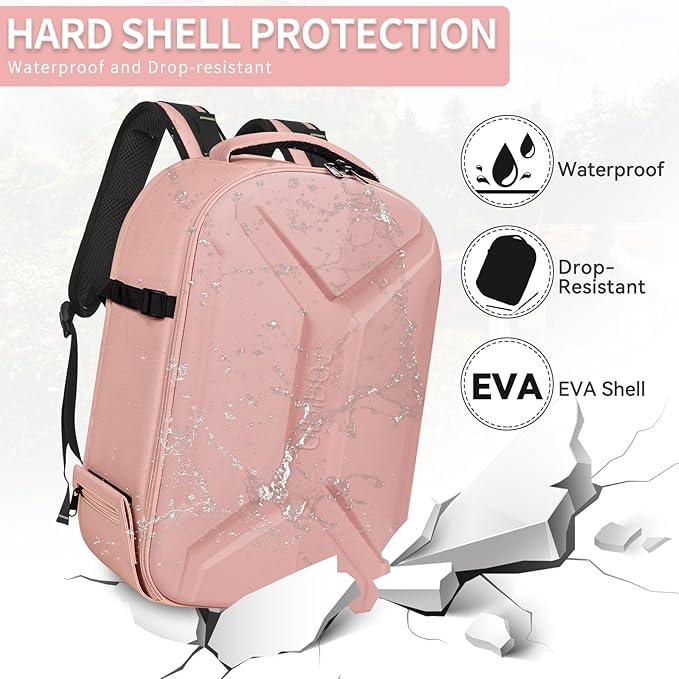 Camera Backpack, Hardshell DSLR Photography Camera Bag with Rain Cover, Waterproof Hard Shell Camera Case with Tripod Holder & 15.6" Laptop Compartment Compatible with Canon/Nikon/Sony/DJI Mavic Drone