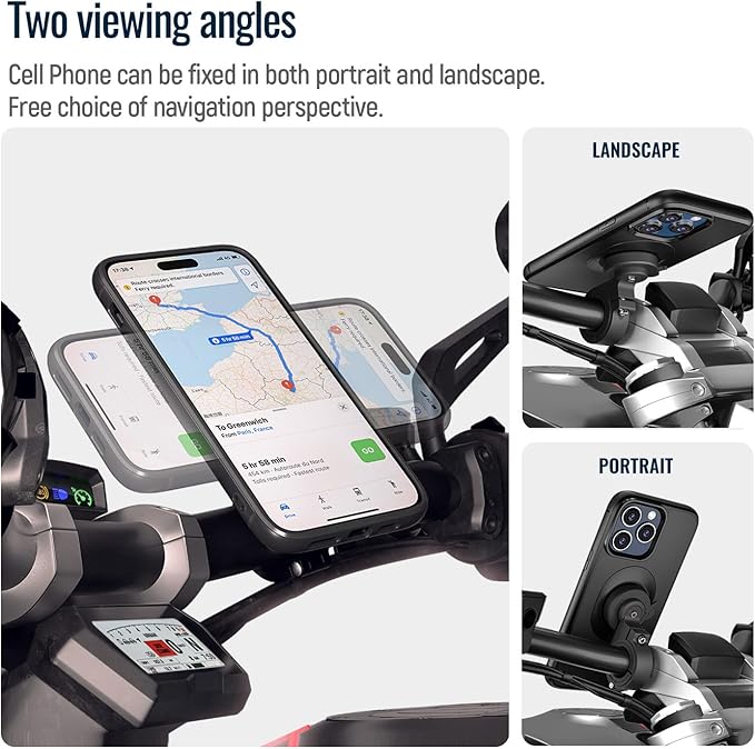 sincetop Bike Phone Mount,Motorcycle Phone Holder with Universal Adapter,Out Front Bicycle Handlebar Mount for Mountain Road EBike,Scooter,Moto,MTB,Quick Release Attach/Detach【Series C - 2nd Gen】