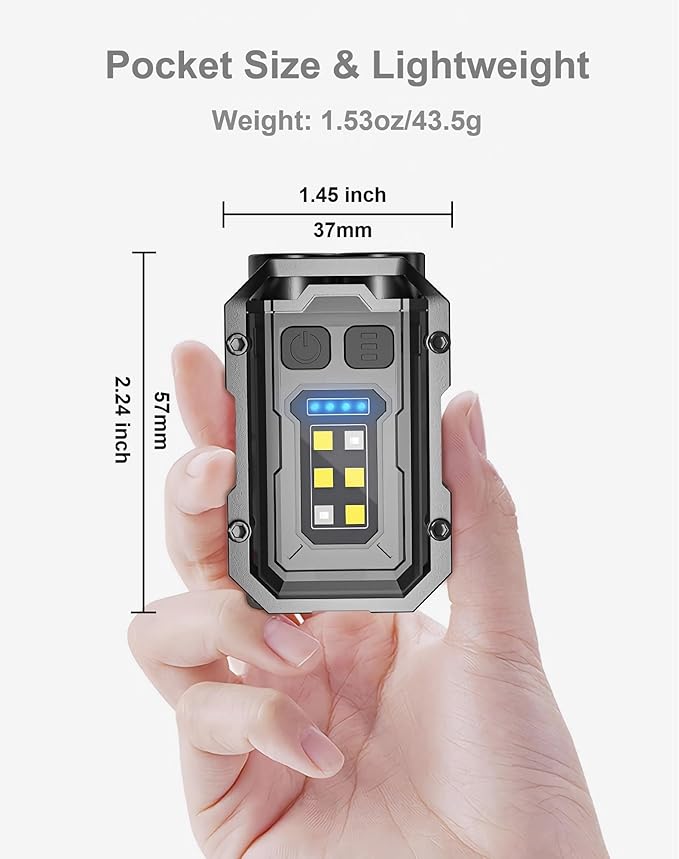 Pocket EDC Flashlight Rechargeable, 500 Lumens Keychain Flashlight Small LED Light for Work, Running, Walking, Camping, Fishing, Hiking, Dog, Emergency