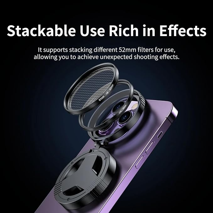 for MagSafe 52mm Phone Camera Filter Adapter Ring, Universal Magnetic Quick Release Mount, iPhone Photography Lens Filters