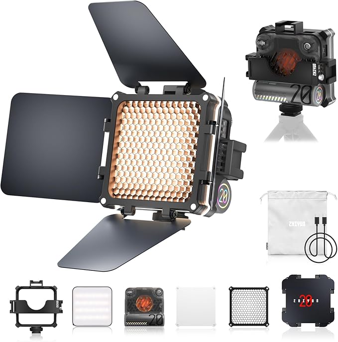 ZHIYUN FIVERAY M20 Combo Bi-Color Video Light [Official], 20W Portable Camera Photography Light, CRI 95+, 2700K-6500K,TLCI 97+, 4500mAh with 10 Light Effects, Support Magnetic Attraction and USB-C PD