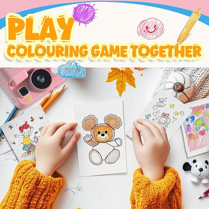 1410Pcs Mini Camera Mini Printer Thermal Paper Kids Camera Instant Print, 15Rolls Sets(94 Sheets/Roll) Photo Paper, Graffiti Doodle DIY Toys Stationery Drawing Gift for Children