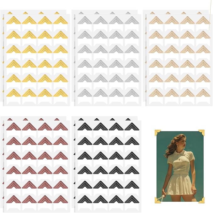 240 Pieces Photo Corner Stickers, Photo Corners for Scrapbooking Self-Adhesive Mounting Corners Photos Album Corner Protectors for DIY Scrapbook Album Journal