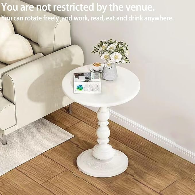 2 Set Pedestal Tables White TV Tray Table, Sofa Table, Small Side Table for The Sofa in The Living Room and Bedroom, Bed, Chair, Mini Coffee Table, Headboard Table, 20.47 (H) *13.78 (W)