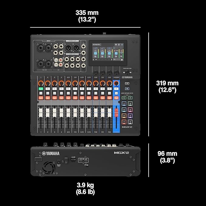 Yamaha MGX12 18ch Digital Mixing Console, Dual USB-C Audio Interface, Includes Cubase Al, WaveLab Cast LE, Basic FX Suite and Steinberg Plus Software Bundle, Black MGX12 B